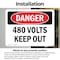 Signmission 480 Volts Keep Out Danger Sign, Vinyl Decal, 10in W x 7in L, 2PK OS-2PACK-DS-D-710-L-1954 - alternate 5